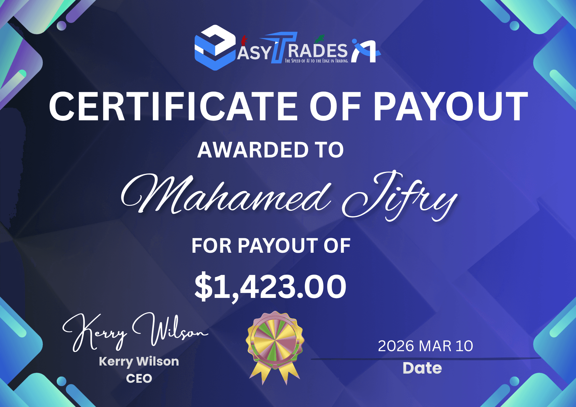 Trader Payout Showing
